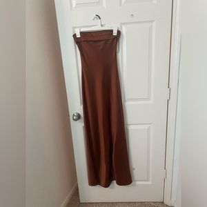 Satin brown maxi dress